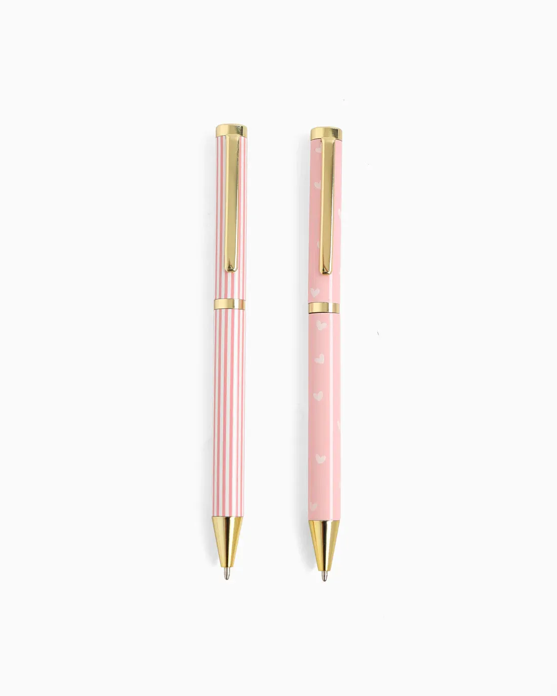 Amiek Pink Stripes Hearts pennenset 2 stuks roze