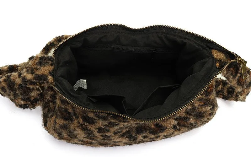 Amiek Vantoux schoudertas camel panter teddy 30 cm