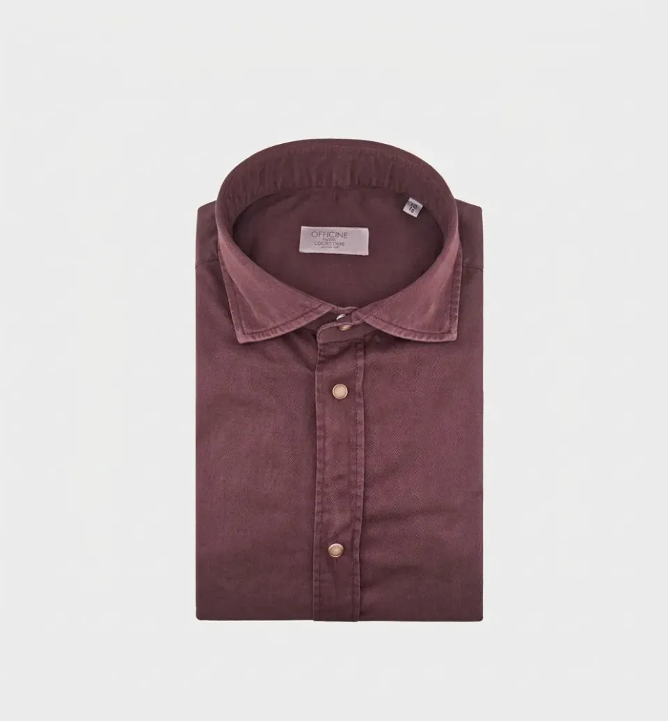 Officine Napoli Niko 1379 164 overhemd bordeaux katoen