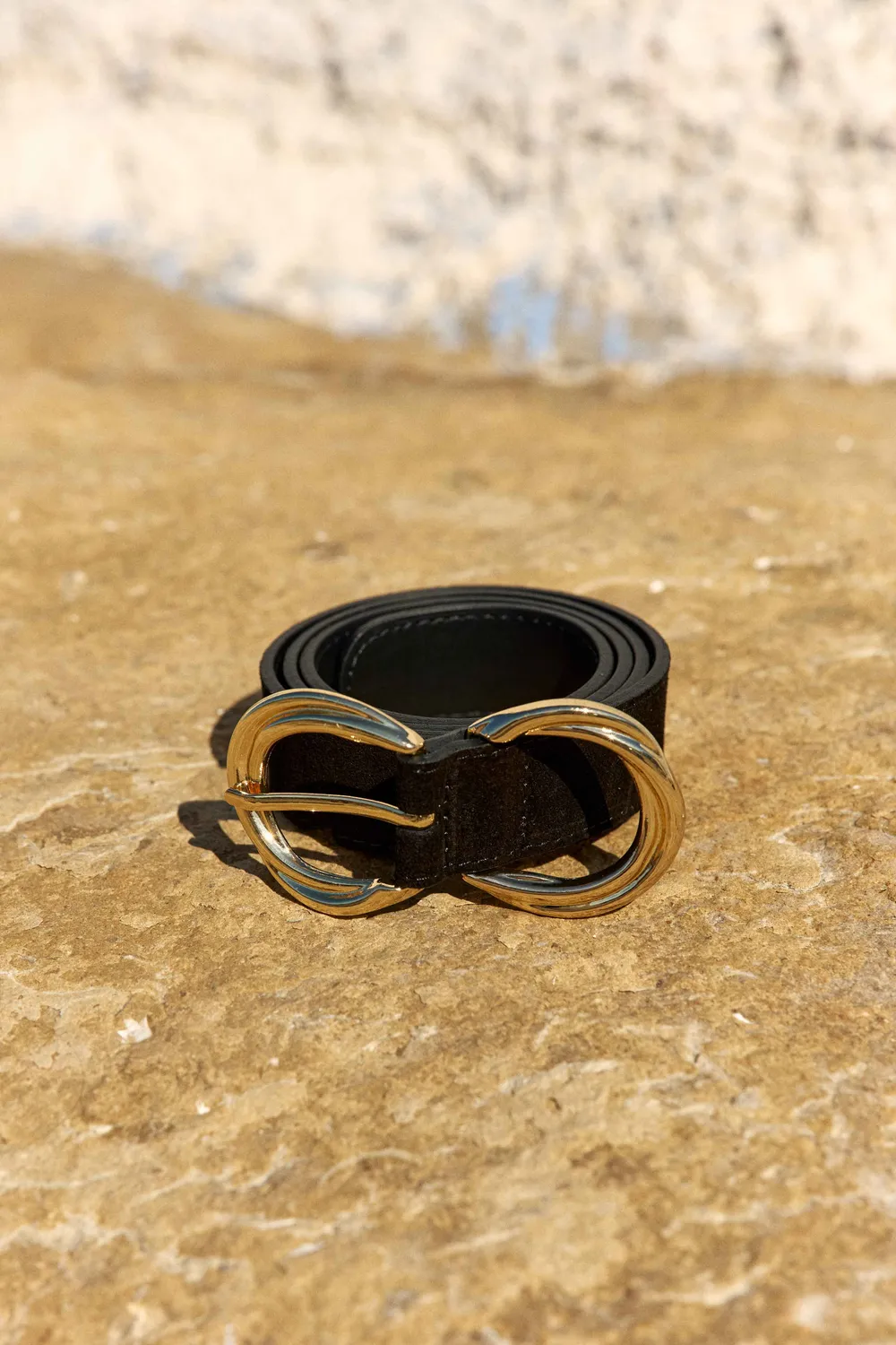 La Petite Etoile Alix riem zwart suède dubbele ring