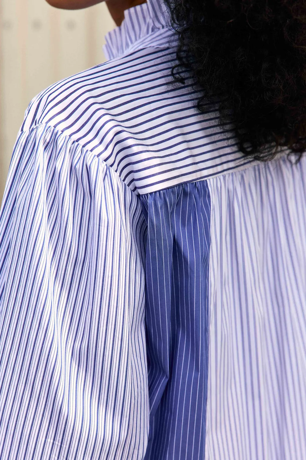 La Petite Etoile Boliane blouse strepen ecru blauw