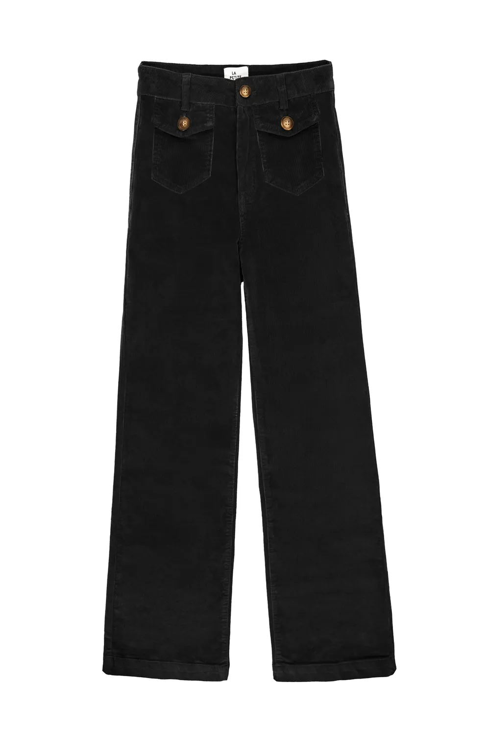 La Petite Etoile Peyton broek zwart ribfluweel flare