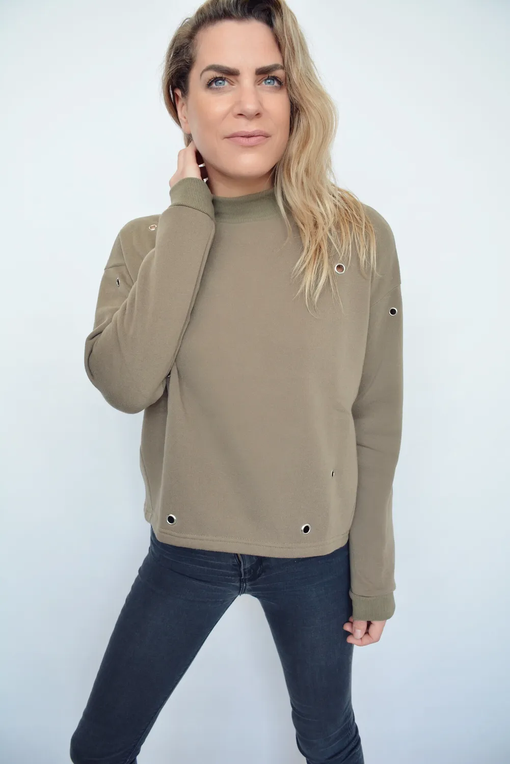 LOVEDRUNKY Soft sweater khaki – fleece binnenkant