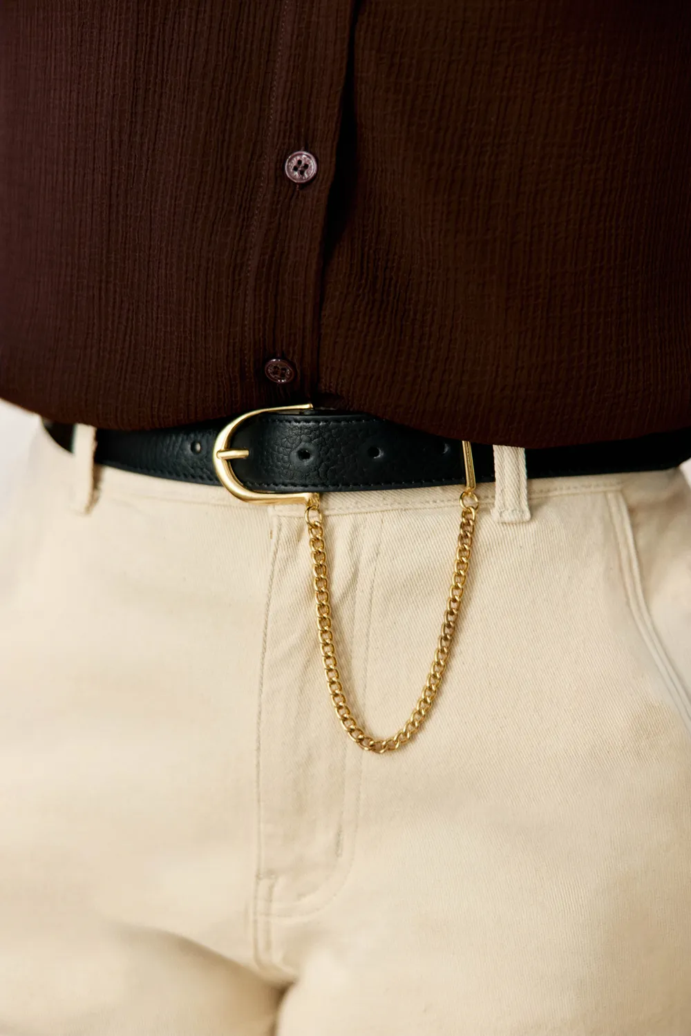 La Petite Etoile Alesia leren riem zwart met ketting