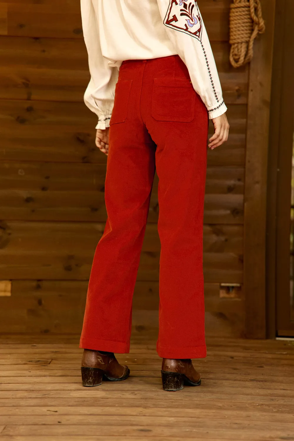 La Petite Etoile Atlantyo broek wijd ribfluweel brique