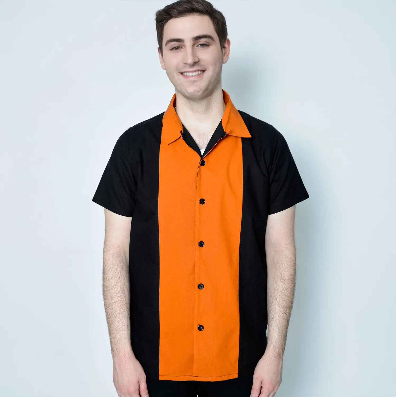 Tatyana Midwest Bowling Overhemd Oranje Side Stripe S