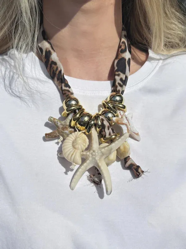 Life of Bulu Ariel ketting leopard schelp 18 cm