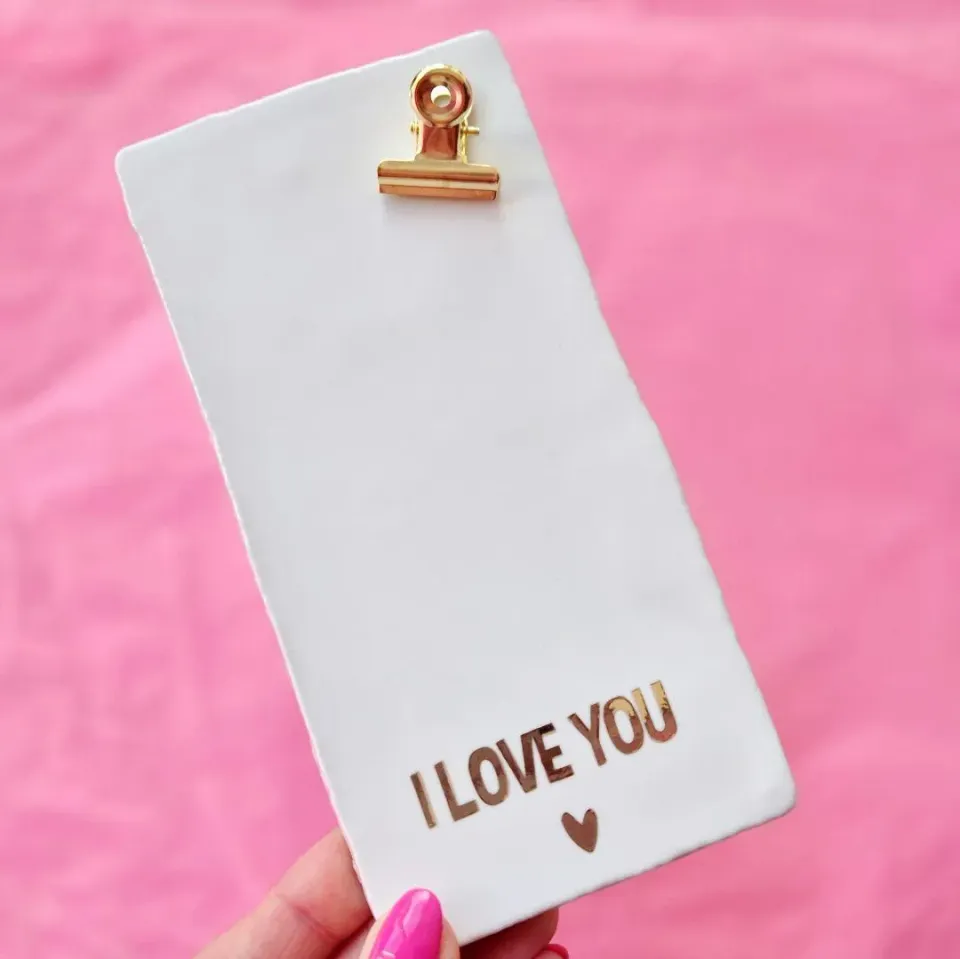 Amiek I Love You tegeltje met clip wit fotohouder