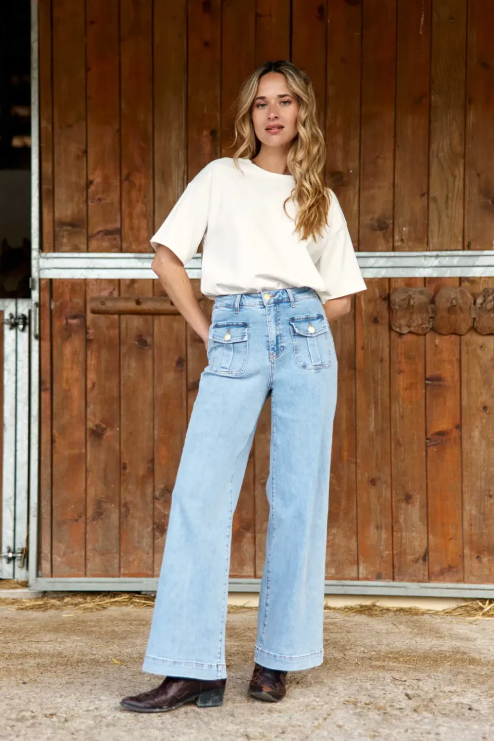 La Petite Etoile Atlantyno jeans wijd stone clair