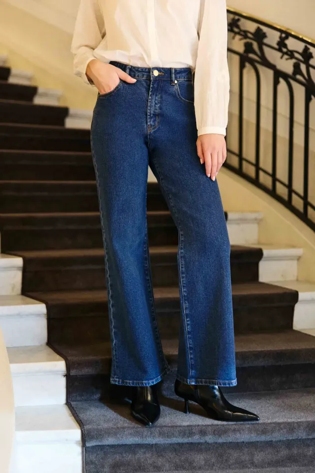 La Petite Etoile Zephyr rechte jeans 94-wash blauw high waist