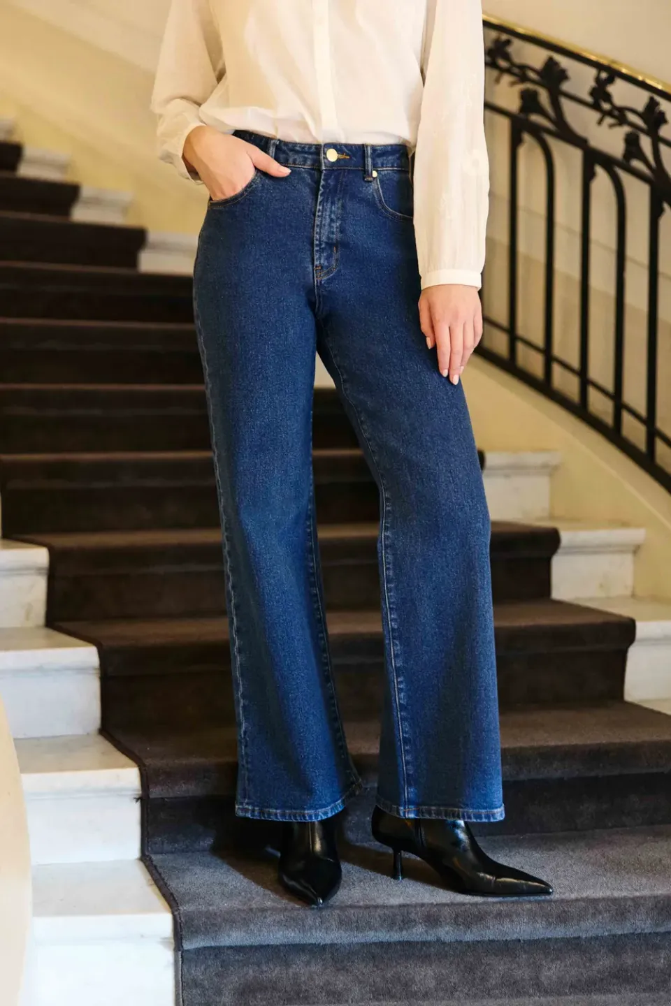 La Petite Etoile Zephyr rechte jeans 94-wash blauw high waist