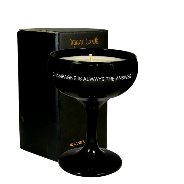 Amiek Champagneglas Kaars Warm Cashmere zwart 30 uur