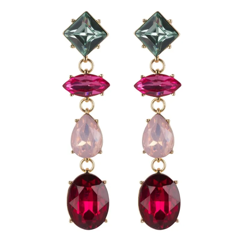 Amiek Fancy Stones Burgundy mix oorbellen burgundy 7 cm hanger