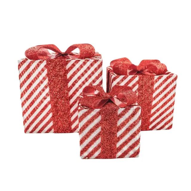 Amiek Cadeau Set van 3 led lamp rood wit 25 cm