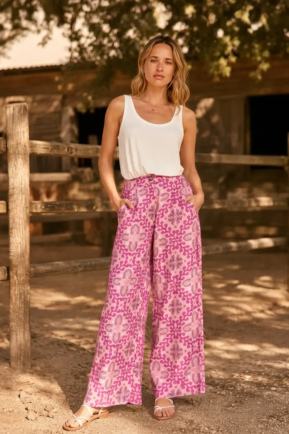 La Petite Etoile Pozo wijde broek cowboy bandana print