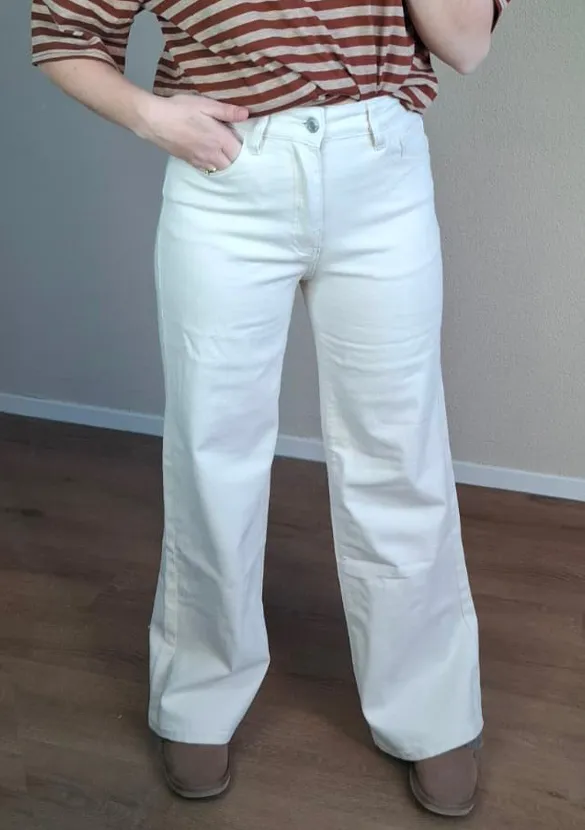 LOVEDRUNKY Wide Leg jeans beige hoge taille