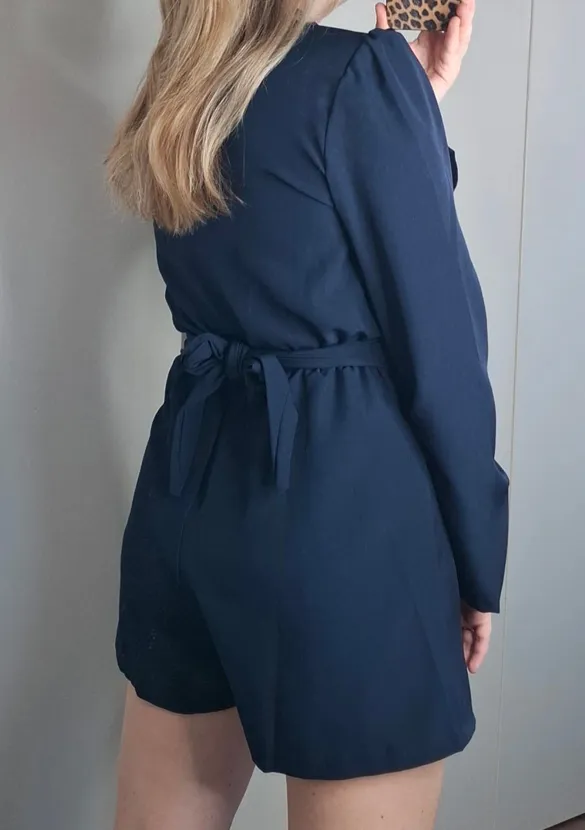 LOVEDRUNKY Classic Playsuit Marine met ceintuur