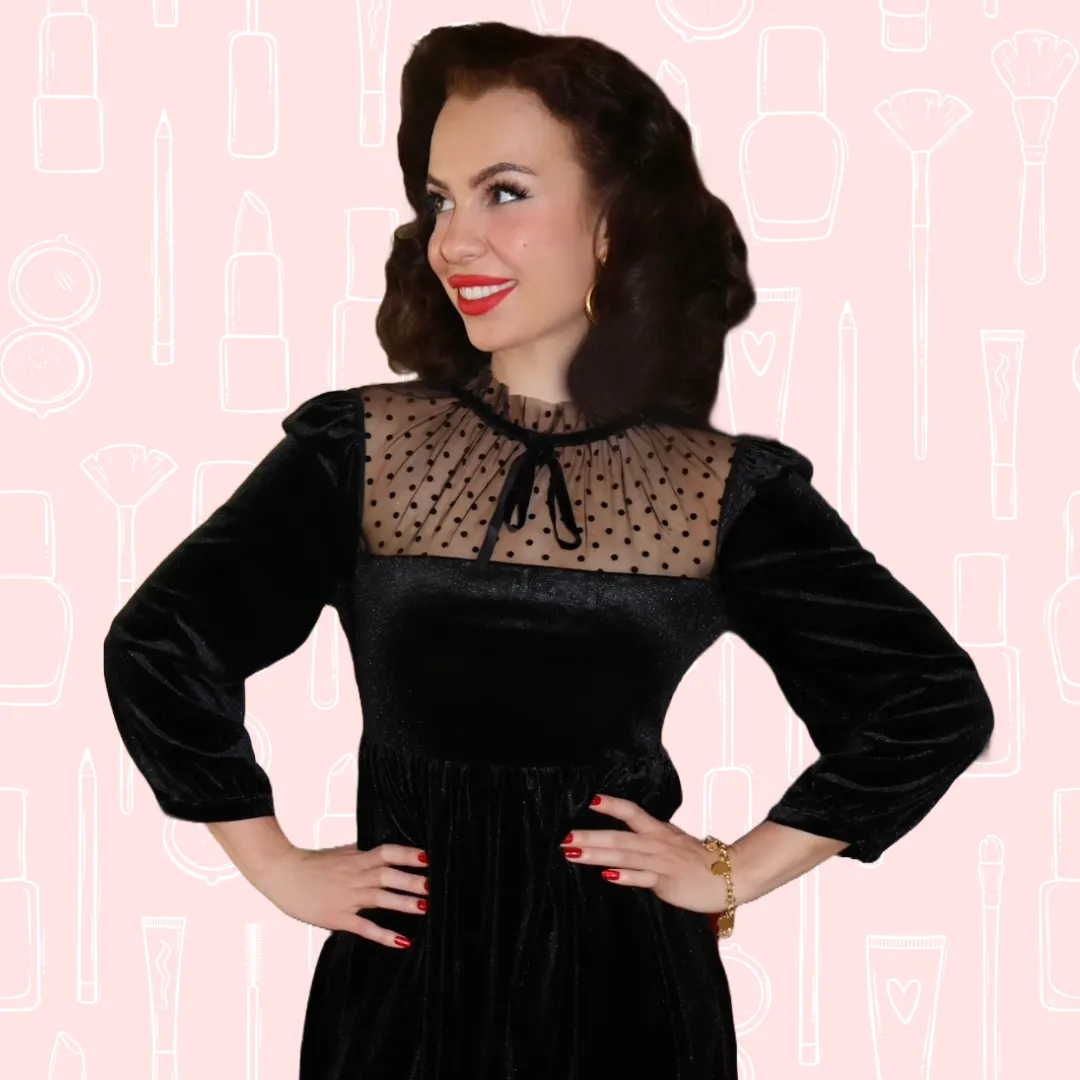 Tatyana Penelope Mini Dress jurk zwart fluweel tule