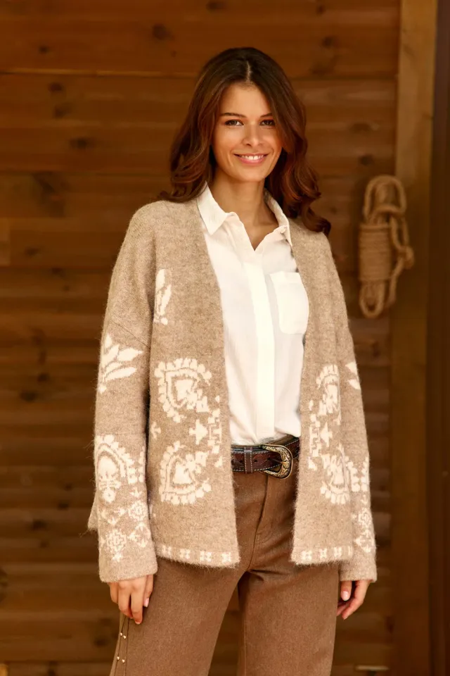 La Petite Etoile Misan gebreid vest taupe ecru