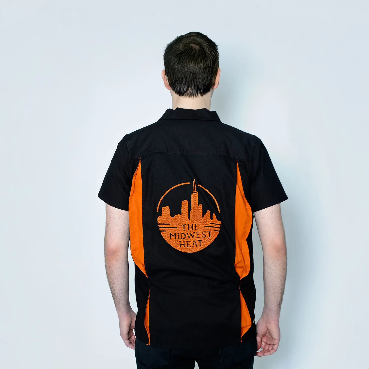 Tatyana Midwest Bowling Overhemd Oranje Side Stripe S