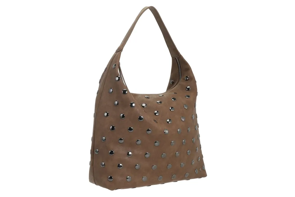 Amiek Veneto schoudertas camel met studs