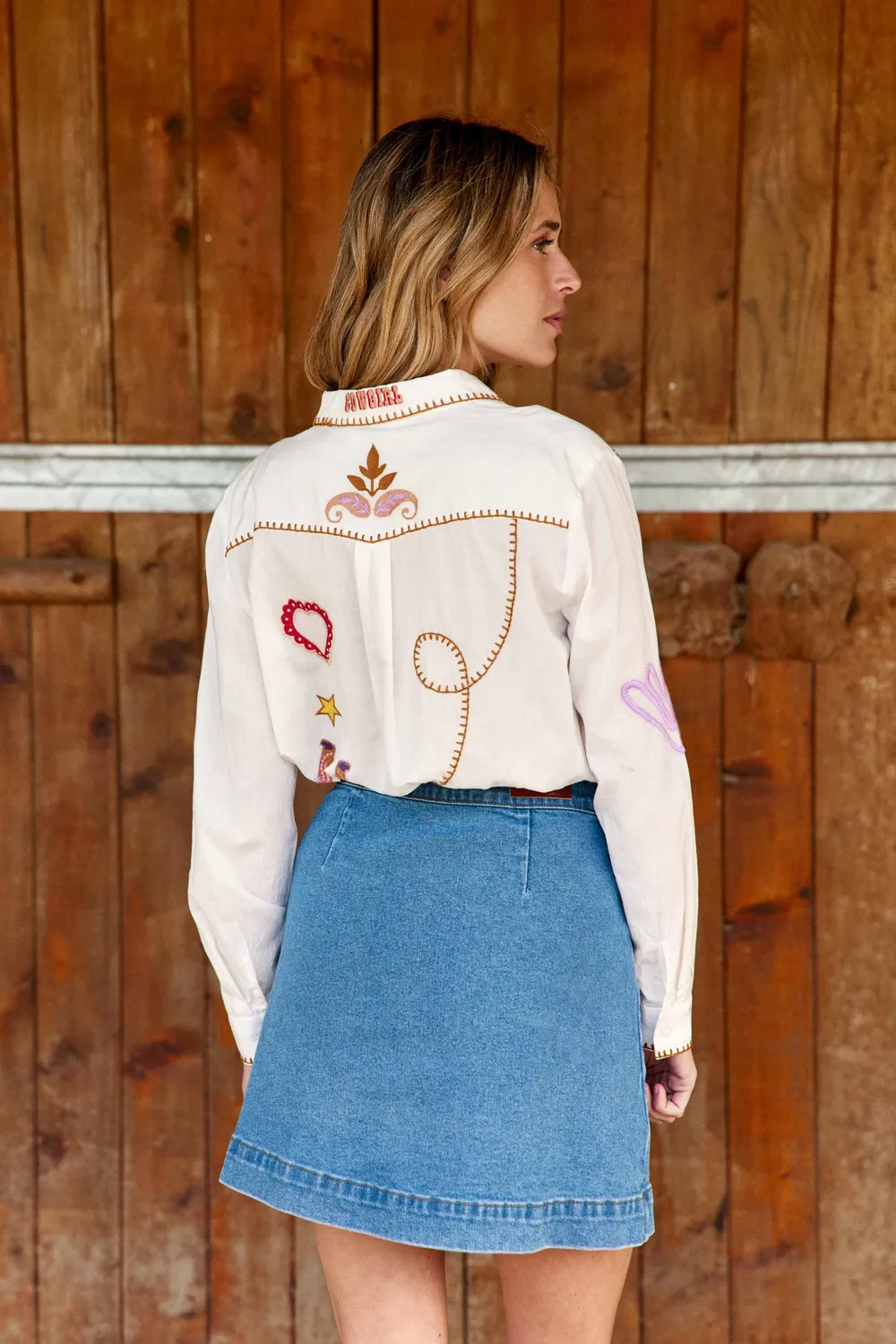 La Petite Etoile Clotaire blouse ecru borduursel lange mouw