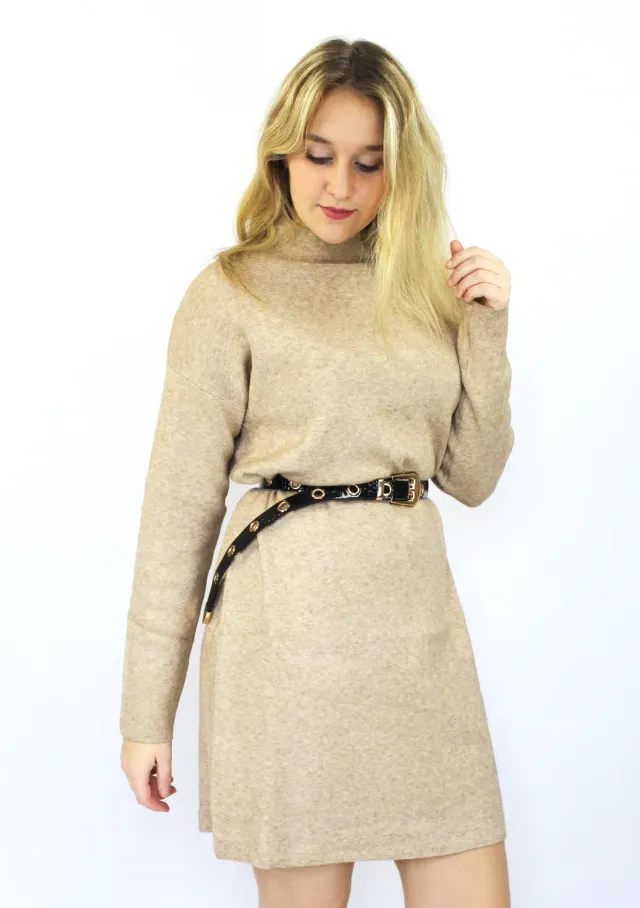 LOVEDRUNKY Knitted Jurk beige oversized one size