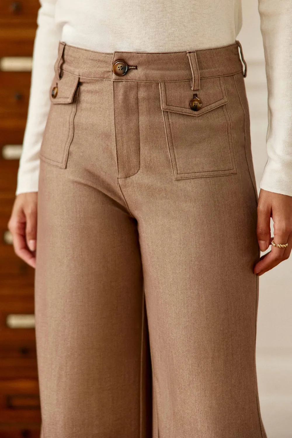 La Petite Etoile Atlanto wijde broek beige 7/8