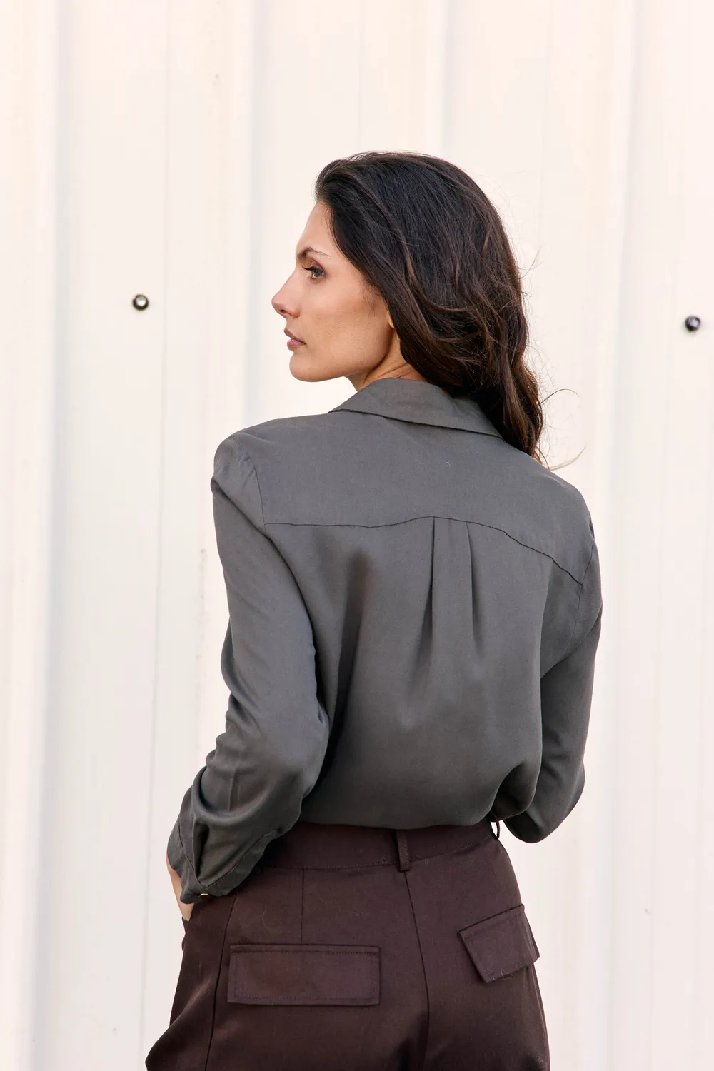 La Petite Etoile Ceres blouse kaki lange mouw soepel