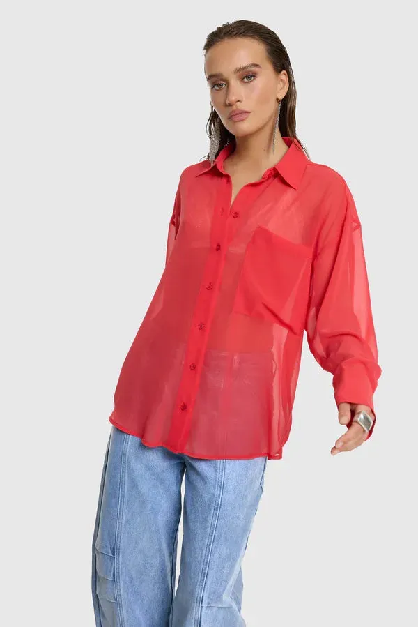 Amiek Blouse Ginny burned orange blouse oranje oversized