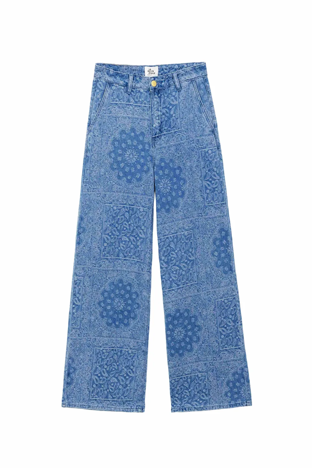 La Petite Etoile Petronia jeans wide leg bandana blauw