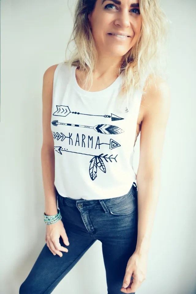 LOVEDRUNKY Karma Low Armhole tanktop wit lage oksels