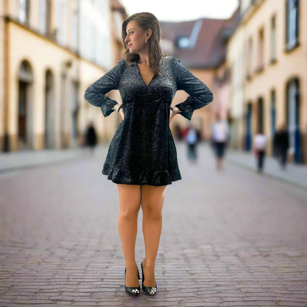 Tatyana Valerie Mini-jurk midnight dazzle zwart