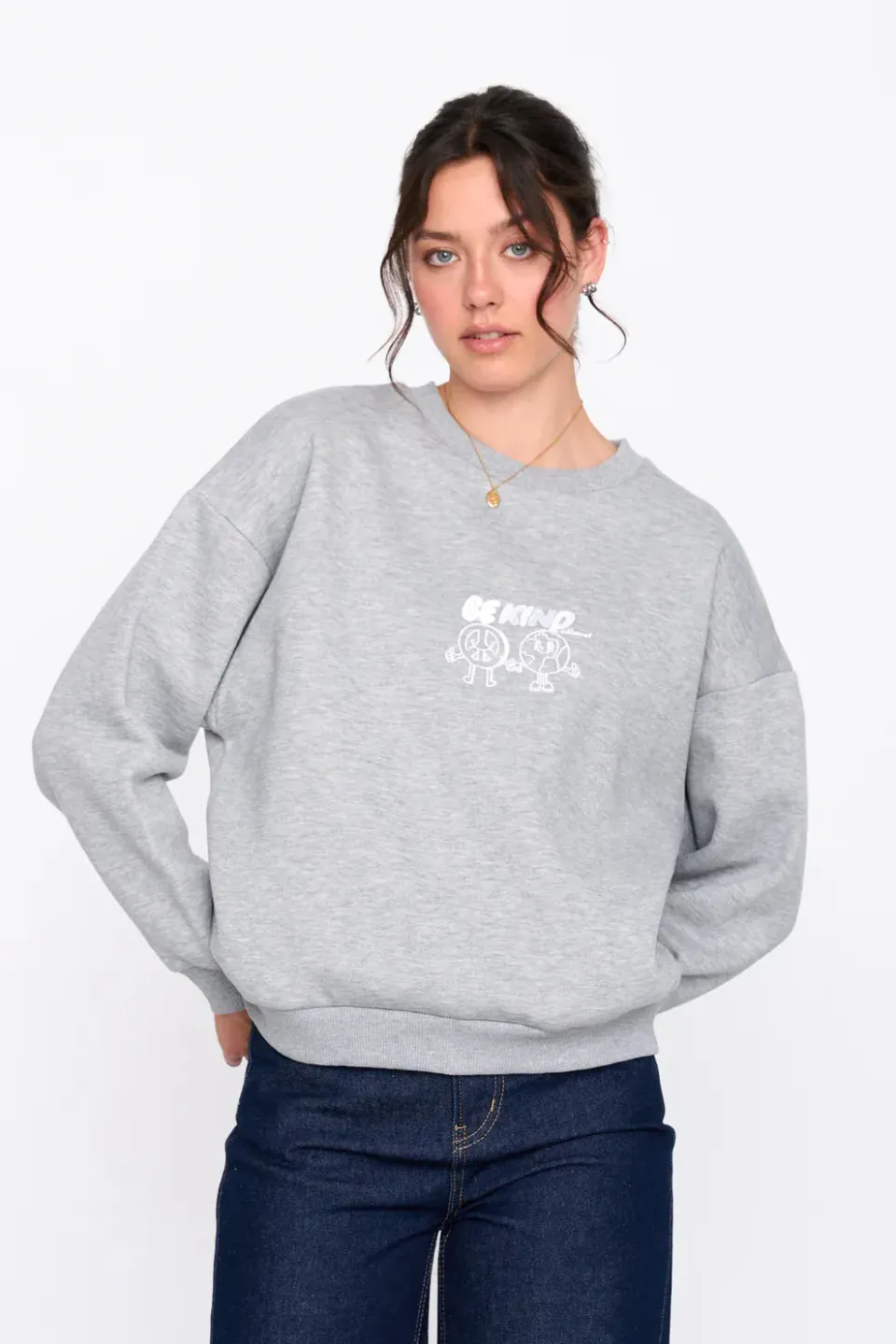 Amiek 24C Sweater grijs met borduursel