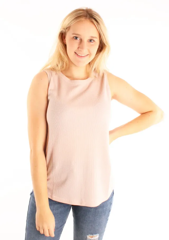 LOVEDRUNKY Structuur top roze mouwloos basic