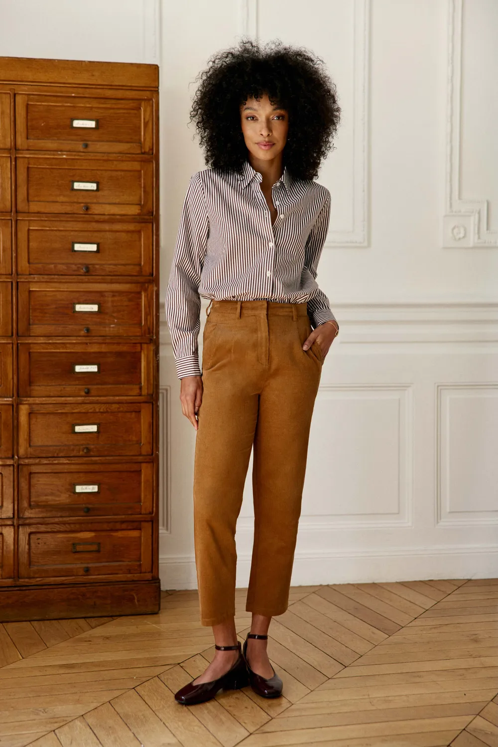 La Petite Etoile Carine blouse bruin ecru rechte pasvorm