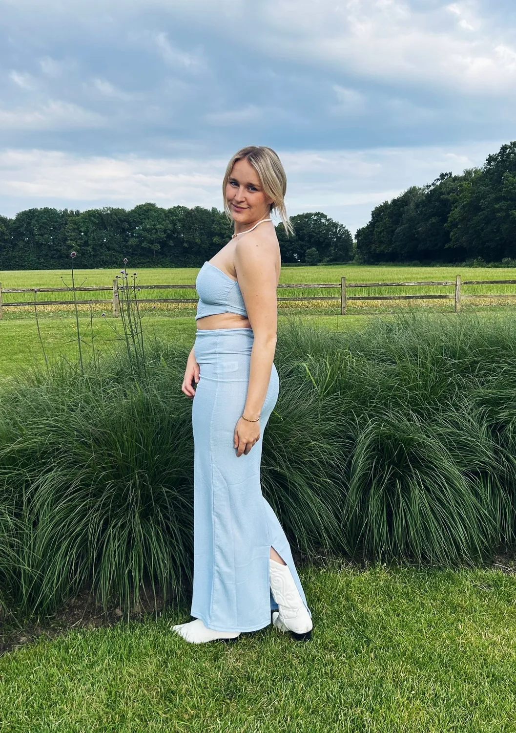 LOVEDRUNKY Bandeau top lichtblauw elastiek