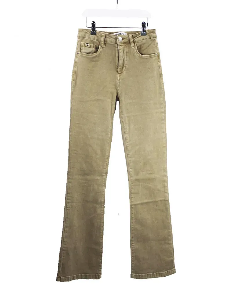 LOVEDRUNKY Queen Hearts flared jeans beige stretch