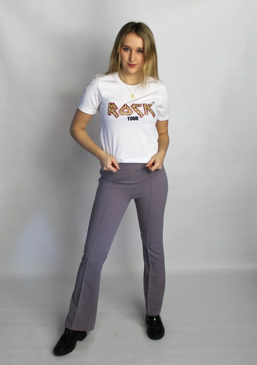 LOVEDRUNKY Flared broek lila met naad