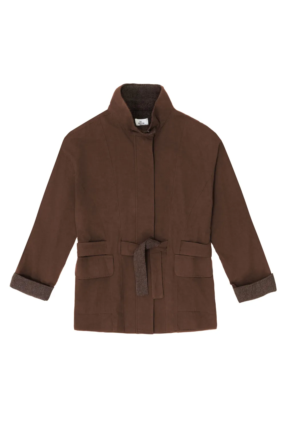 La Petite Etoile Nao parka bruin halflang geruit
