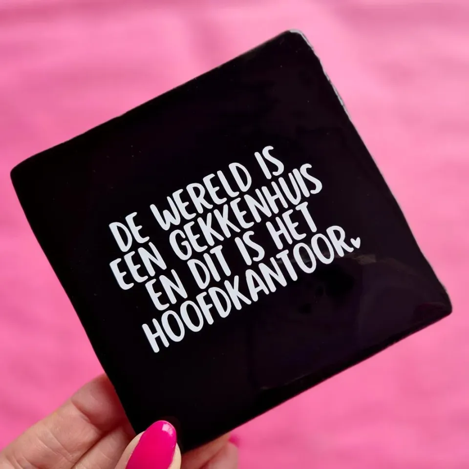 Amiek tegeltje De Wereld Is Een zwart wit