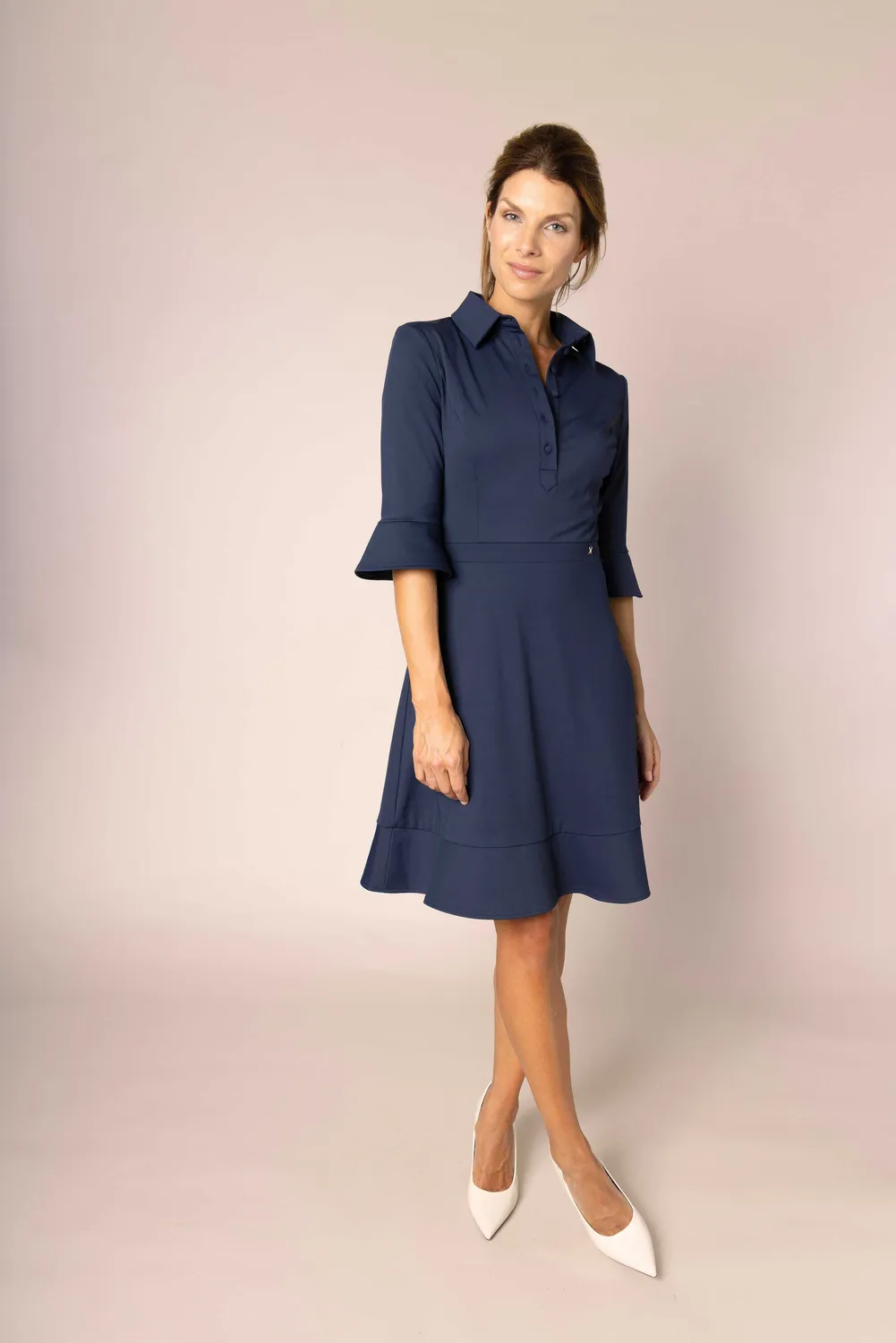 Laboutiek Ruffle Dress jurk marineblauw gevoerd