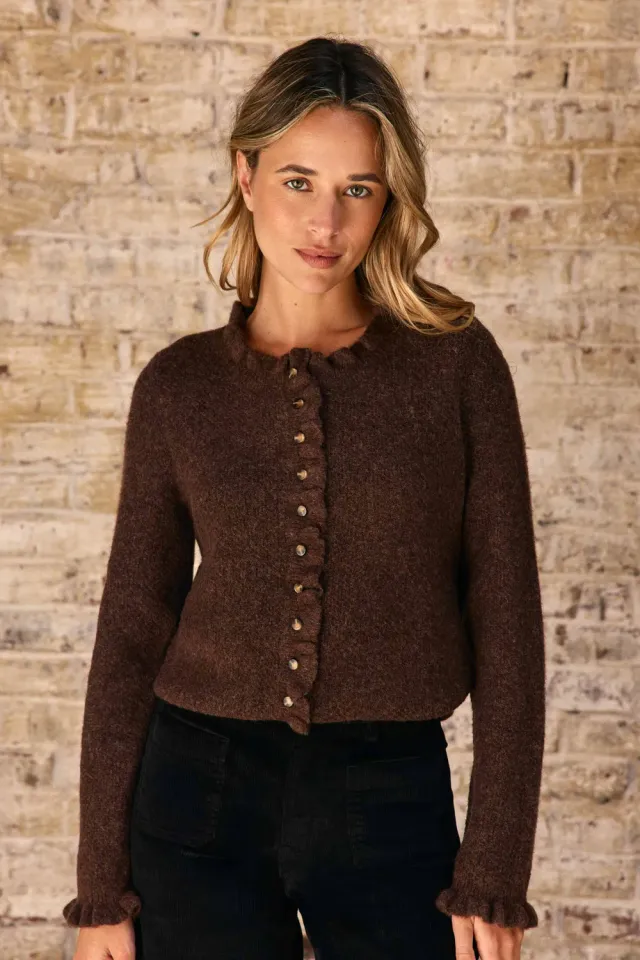 La Petite Etoile Mudya vest bruin honingraat volant