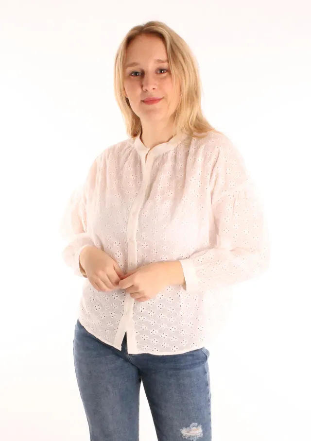 LOVEDRUNKY Embroidery blouse wit met kant