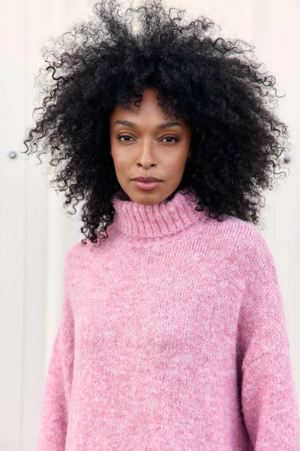 La Petite Etoile Mathea gebreide jurk roze knielengte