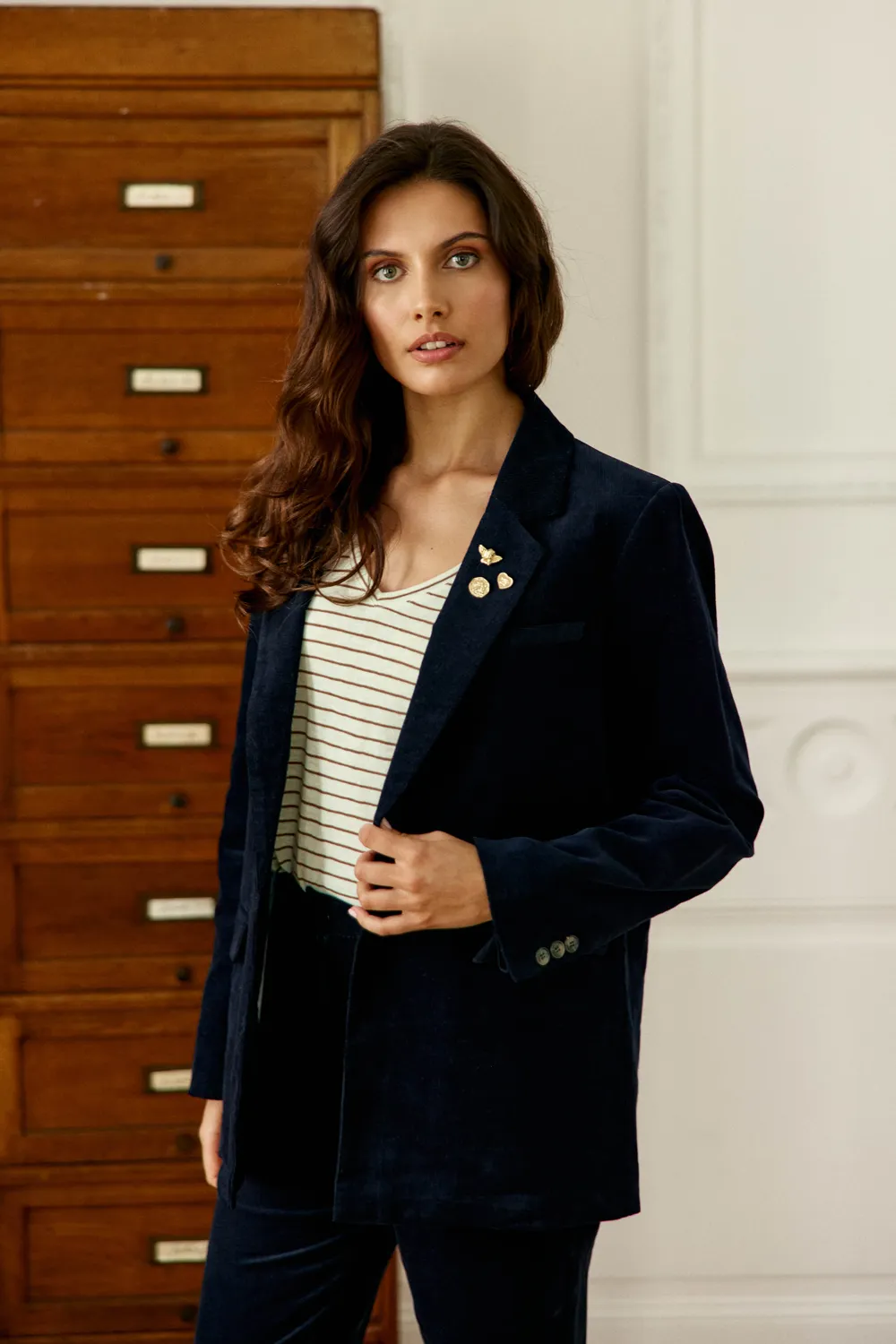 La Petite Etoile Viano blazer marine ribfluweel