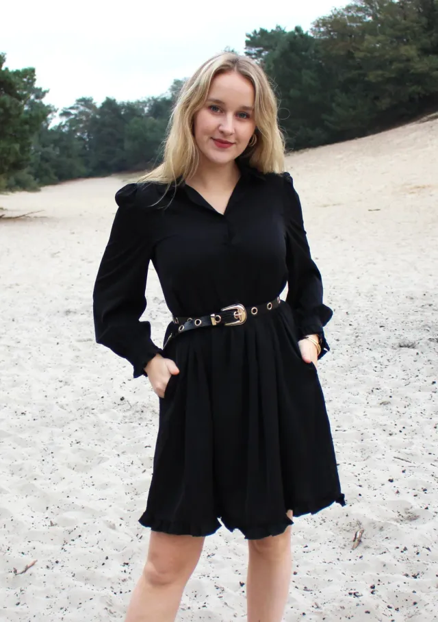 LOVEDRUNKY Shirt Jurk jurk zwart met zakken
