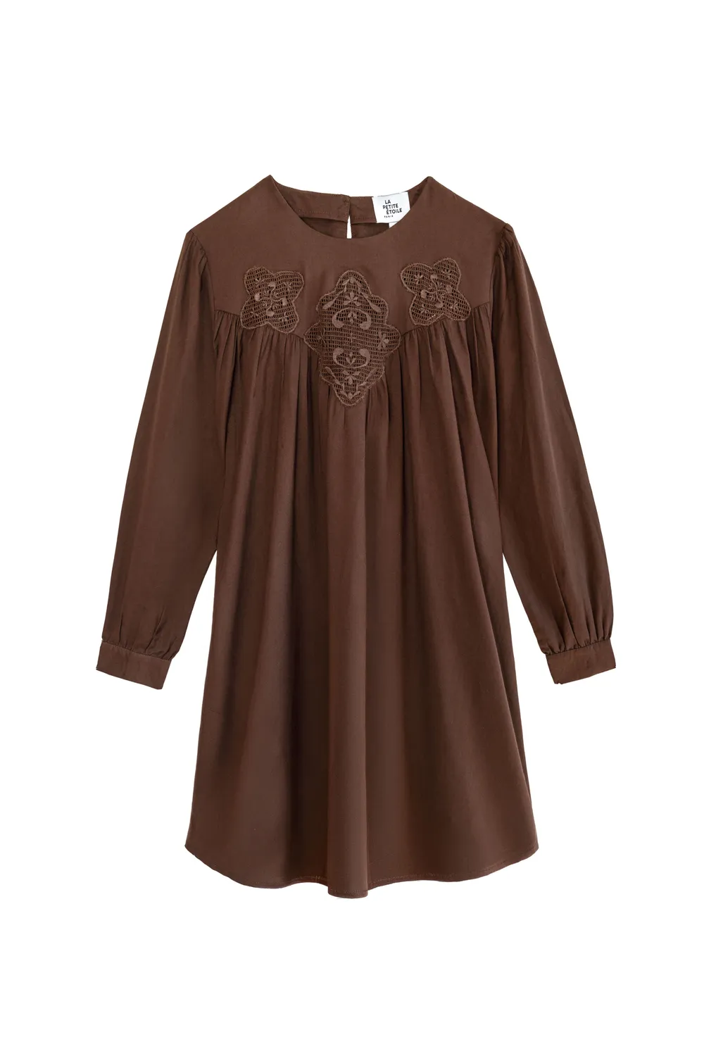 La Petite Etoile Rith jurk bruin borduur kort