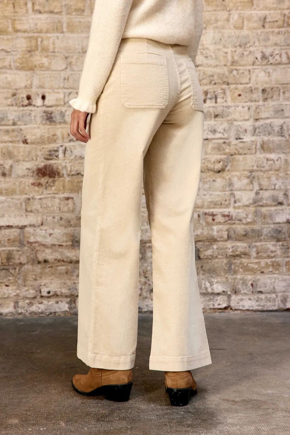 La Petite Etoile Atlanty broek ecru ribfluweel wijd