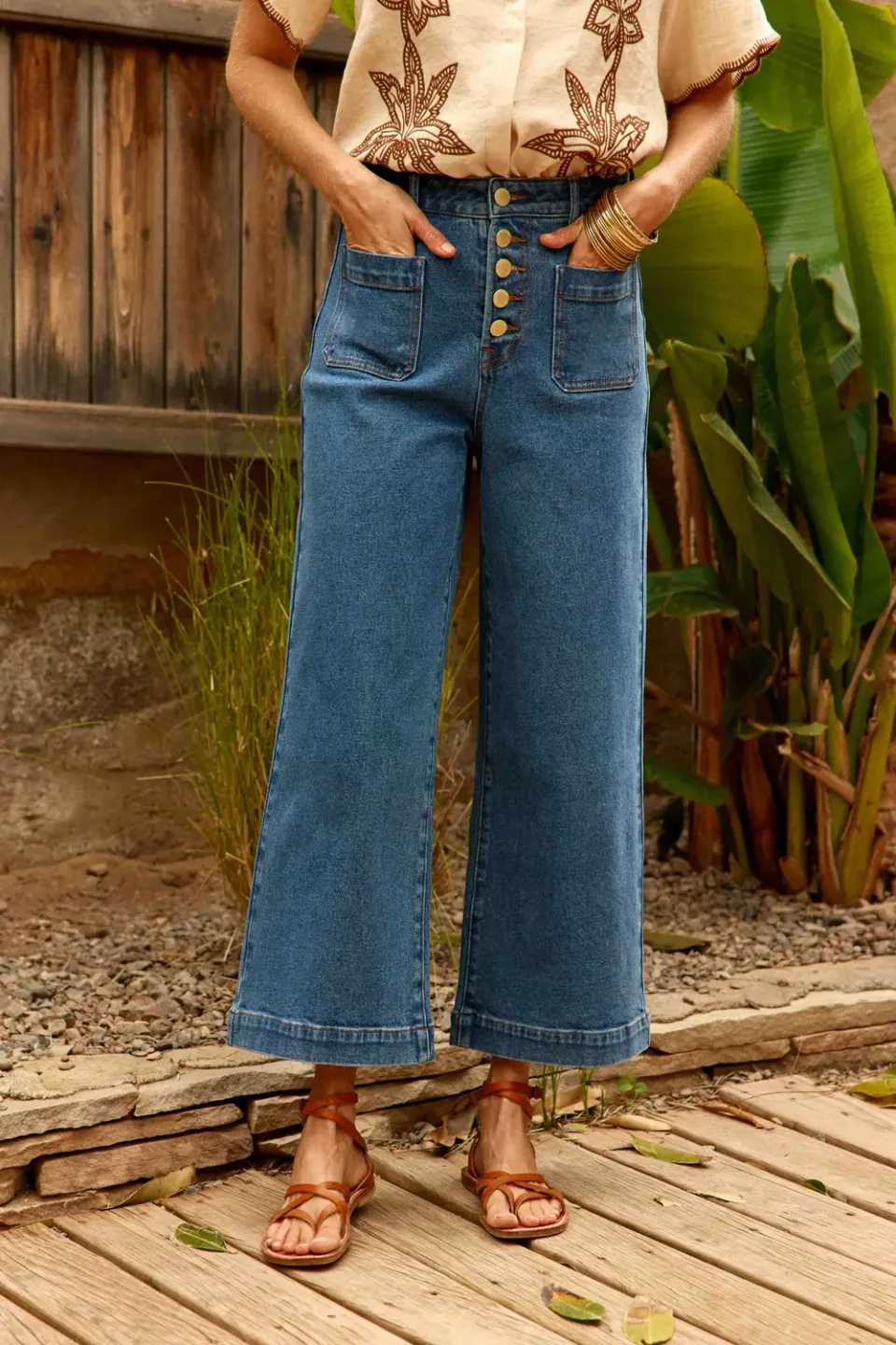 La Petite Etoile Atlanta wijde jeans medium stone